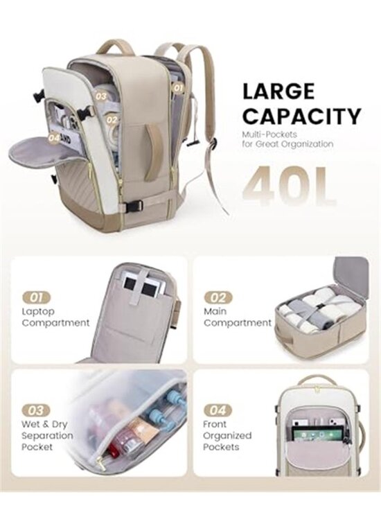 Travel Backpack Carry On Bag 40L Airline Approved Laptop Weekender Pack main image 5